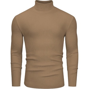 image:imageAlimens amp Gentle Mens Turtleneck Sweater Slim Fit Cable Knitted Casual Pullover Lightweight Ribbed Long Sleeve SweatersKhaki
