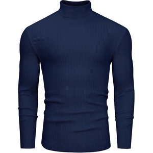 image:imageAlimens amp Gentle Mens Turtleneck Sweater Slim Fit Cable Knitted Casual Pullover Lightweight Ribbed Long Sleeve SweatersNavy Blue