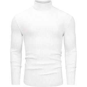 image:imageAlimens amp Gentle Mens Turtleneck Sweater Slim Fit Cable Knitted Casual Pullover Lightweight Ribbed Long Sleeve SweatersWhite