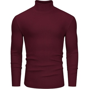 image:imageAlimens amp Gentle Mens Turtleneck Sweater Slim Fit Cable Knitted Casual Pullover Lightweight Ribbed Long Sleeve SweatersWine Red