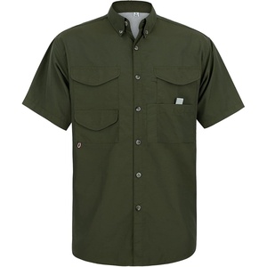 image:imageAlimens amp Gentle Short Sleeve Fishing Shirt Wicking Fabric Sun Protection Casual Button Down ShirtsArmy Green