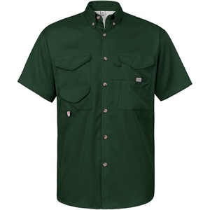 image:imageAlimens amp Gentle Short Sleeve Fishing Shirt Wicking Fabric Sun Protection Casual Button Down ShirtsDark Green