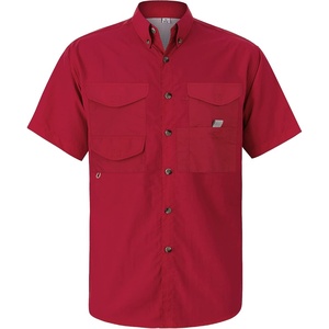 image:imageAlimens amp Gentle Short Sleeve Fishing Shirt Wicking Fabric Sun Protection Casual Button Down ShirtsRed