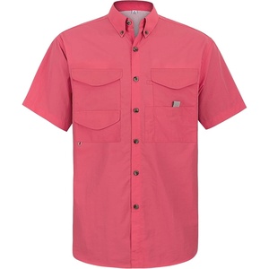 image:imageAlimens amp Gentle Short Sleeve Fishing Shirt Wicking Fabric Sun Protection Casual Button Down ShirtsSalmon