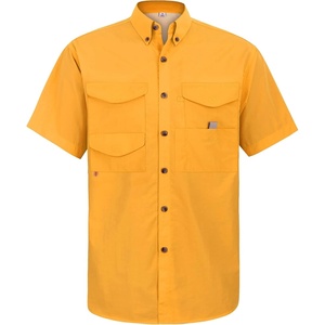 image:imageAlimens amp Gentle Short Sleeve Fishing Shirt Wicking Fabric Sun Protection Casual Button Down ShirtsYellow