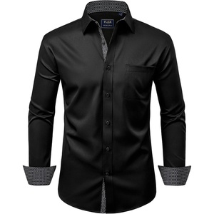 image:imageMens Dress Shirt Long Sleeve Wrinkle Free Button Down Shirt Business CasualBlack