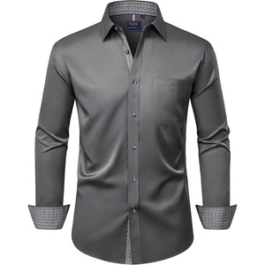 image:imageMens Dress Shirt Long Sleeve Wrinkle Free Button Down Shirt Business CasualGrey