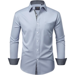 image:imageMens Dress Shirt Long Sleeve Wrinkle Free Button Down Shirt Business CasualLight Blue