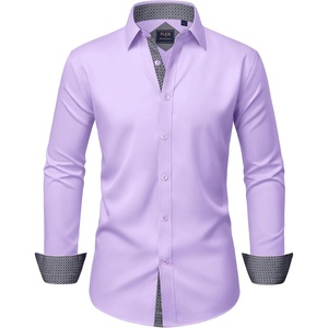 image:imageMens Dress Shirt Long Sleeve Wrinkle Free Button Down Shirt Business CasualLight Purple