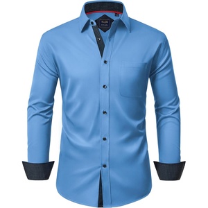 image:imageMens Dress Shirt Long Sleeve Wrinkle Free Button Down Shirt Business CasualMisty Blue