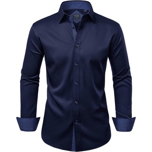 image:imageMens Dress Shirt Long Sleeve Wrinkle Free Button Down Shirt Business CasualNavy