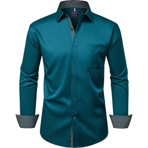 image:imageMens Dress Shirt Long Sleeve Wrinkle Free Button Down Shirt Business CasualPeacock