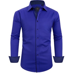 image:imageMens Dress Shirt Long Sleeve Wrinkle Free Button Down Shirt Business CasualRoyal Blue