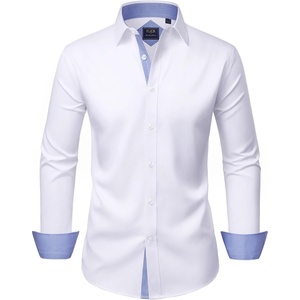 image:imageMens Dress Shirt Long Sleeve Wrinkle Free Button Down Shirt Business CasualWhite Blue