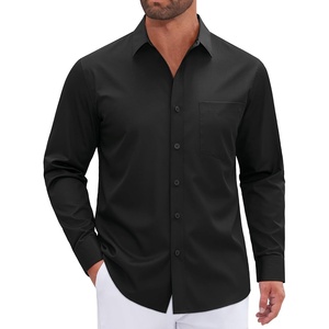 image:imageMens Dress Shirt Long Sleeve Wrinkle Free Stretch Button Down ShirtBlack