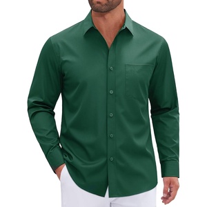 image:imageMens Dress Shirt Long Sleeve Wrinkle Free Stretch Button Down ShirtGreen