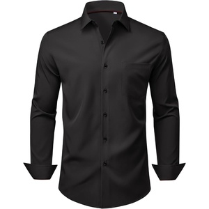 image:imageMens Dress Shirts Stretch Long Sleeve Wrinkle Free Work Button Down ShirtBlack