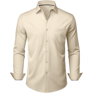 image:imageMens Dress Shirts Stretch Long Sleeve Wrinkle Free Work Button Down ShirtKhaki