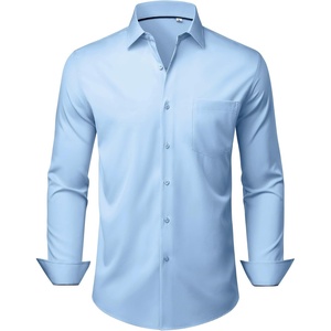 image:imageMens Dress Shirts Stretch Long Sleeve Wrinkle Free Work Button Down ShirtLight Blue