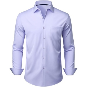 image:imageMens Dress Shirts Stretch Long Sleeve Wrinkle Free Work Button Down ShirtLight Purple