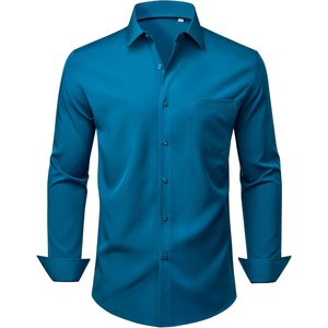image:imageMens Dress Shirts Stretch Long Sleeve Wrinkle Free Work Button Down ShirtPeacock Blue