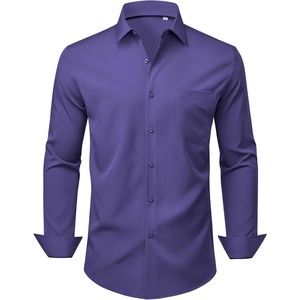 image:imageMens Dress Shirts Stretch Long Sleeve Wrinkle Free Work Button Down ShirtPurple