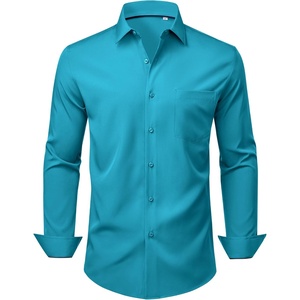 image:imageMens Dress Shirts Stretch Long Sleeve Wrinkle Free Work Button Down ShirtTurquoise