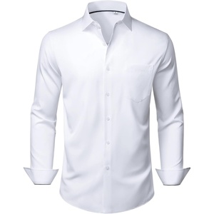 image:imageMens Dress Shirts Stretch Long Sleeve Wrinkle Free Work Button Down ShirtWhite