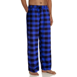 image:imageMens Flannel Pajama Pants Plaid Heavyweight Cotton PJs Bottoms SleepwearBlue Black