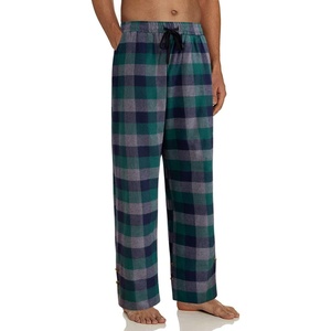 image:imageMens Flannel Pajama Pants Plaid Heavyweight Cotton PJs Bottoms SleepwearGreen Grey
