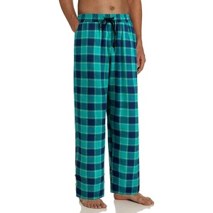 image:imageMens Flannel Pajama Pants Plaid Heavyweight Cotton PJs Bottoms SleepwearGreen Navy