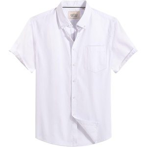 image:imageMens Oxford Dress Shirt Short Sleeve Button Down Collar Summer Casual ShirtAll White