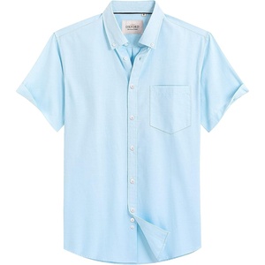 image:imageMens Oxford Dress Shirt Short Sleeve Button Down Collar Summer Casual ShirtAquamarine