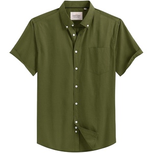 image:imageMens Oxford Dress Shirt Short Sleeve Button Down Collar Summer Casual ShirtArmy Green