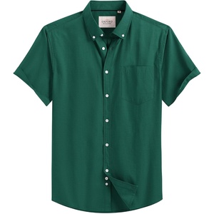 image:imageMens Oxford Dress Shirt Short Sleeve Button Down Collar Summer Casual ShirtDark Green