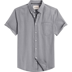 image:imageMens Oxford Dress Shirt Short Sleeve Button Down Collar Summer Casual ShirtDark Grey