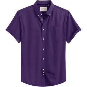 image:imageMens Oxford Dress Shirt Short Sleeve Button Down Collar Summer Casual ShirtDark Purple