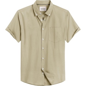image:imageMens Oxford Dress Shirt Short Sleeve Button Down Collar Summer Casual ShirtKhaki