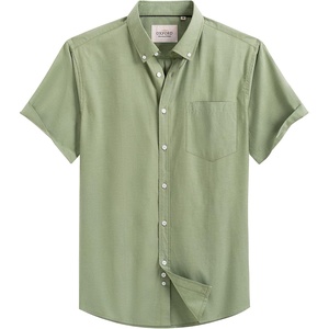 image:imageMens Oxford Dress Shirt Short Sleeve Button Down Collar Summer Casual ShirtLight Green