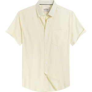 image:imageMens Oxford Dress Shirt Short Sleeve Button Down Collar Summer Casual ShirtLight Yellow