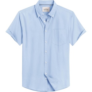 image:imageMens Oxford Dress Shirt Short Sleeve Button Down Collar Summer Casual ShirtPale Blue