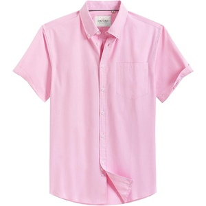 image:imageMens Oxford Dress Shirt Short Sleeve Button Down Collar Summer Casual ShirtPink