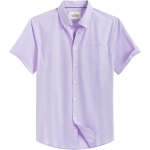 image:imageMens Oxford Dress Shirt Short Sleeve Button Down Collar Summer Casual ShirtPurple