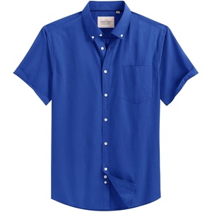 image:imageMens Oxford Dress Shirt Short Sleeve Button Down Collar Summer Casual ShirtRoyal