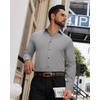 image:imageAlimens amp Gentle Mens Dress Shirts Long Sleeve Wrinkle Free Stretch Solid Button Down Shirt Casual Wedding Dating Dress ShirtGrey
