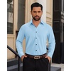 image:imageAlimens amp Gentle Mens Dress Shirts Long Sleeve Wrinkle Free Stretch Solid Button Down Shirt Casual Wedding Dating Dress ShirtLight Blue