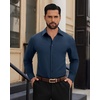 image:imageAlimens amp Gentle Mens Dress Shirts Long Sleeve Wrinkle Free Stretch Solid Button Down Shirt Casual Wedding Dating Dress ShirtNavy Blue