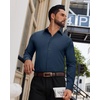 image:imageAlimens amp Gentle Mens Dress Shirts Long Sleeve Wrinkle Free Stretch Solid Button Down Shirt Casual Wedding Dating Dress ShirtNavy Blue