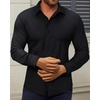 image:imageAlimens amp Gentle Mens Dress Shirts Stretch Muscle Fit Wrinkle Free Long Sleeve Button Down Shirt Casual Business Formal ShirtBlack