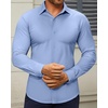 image:imageAlimens amp Gentle Mens Dress Shirts Stretch Muscle Fit Wrinkle Free Long Sleeve Button Down Shirt Casual Business Formal ShirtBlue